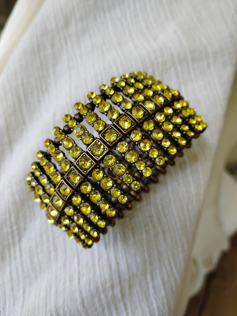 Green Rhinestone Stretch Bracelet